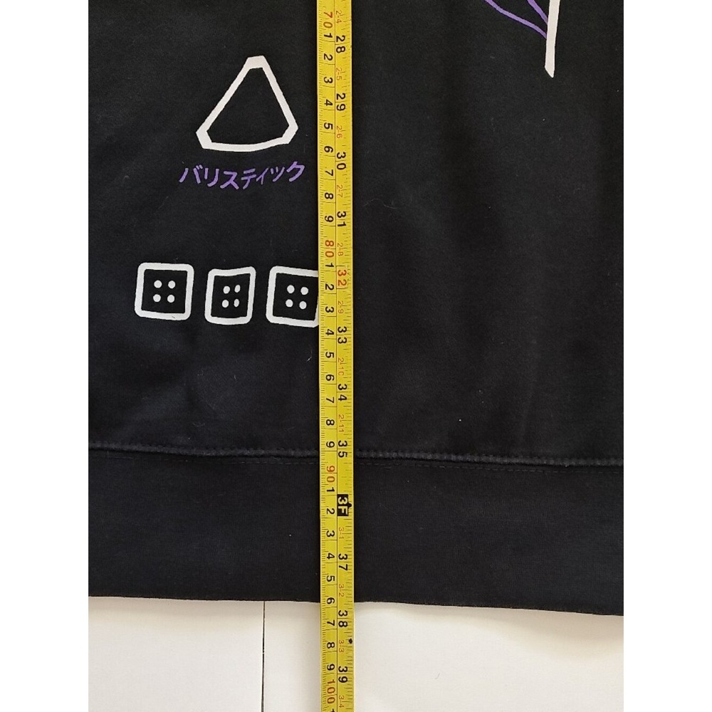 Men FBRC Black Zip-Up Hoodie Sweater Large White & Purple Graphics Pockets - Picture 11 of 15